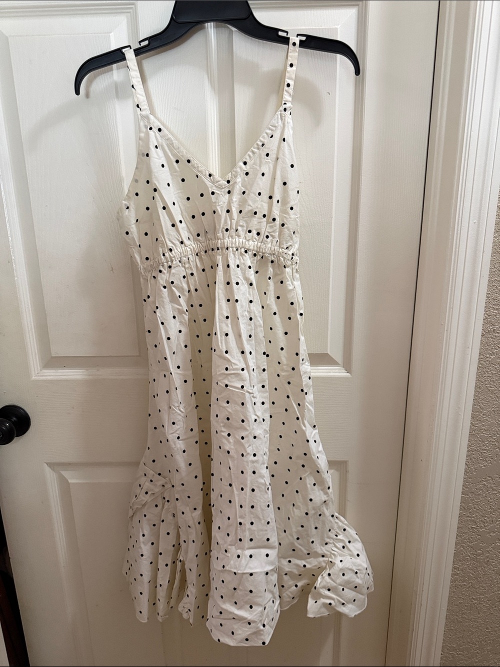 Max Rave White Midi Dress with Black Polka Dots